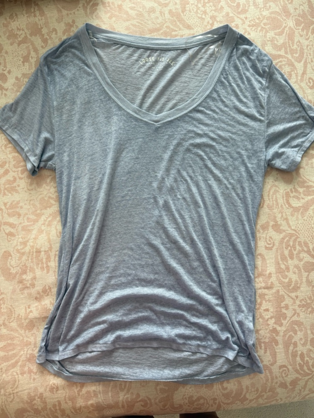 Aeropostale Light Blue V-Neck Loose Fit Short Sleeve Tee
